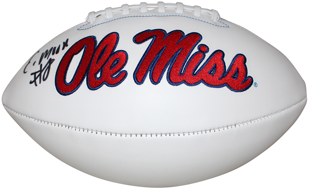 Elijah Moore Autographed/Signed Ole Miss Rebels Logo Football JSA