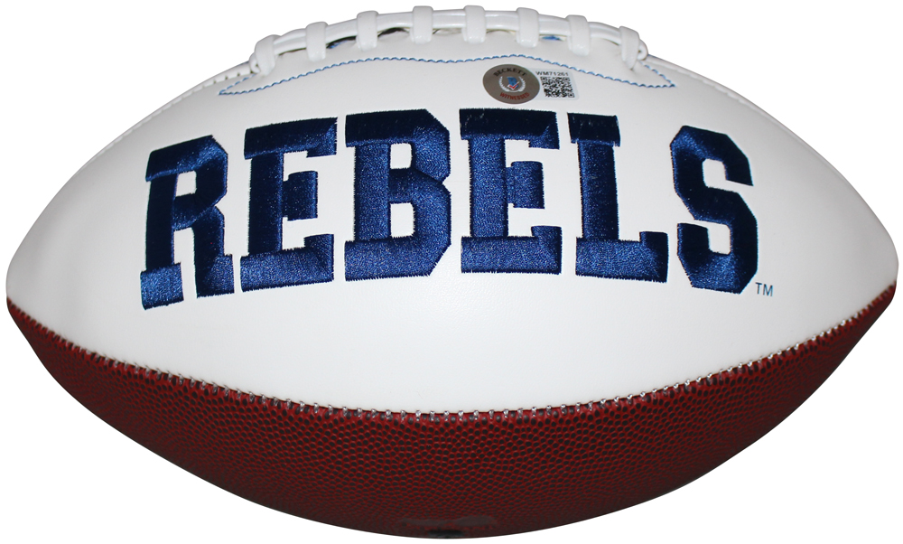 Elijah Moore Autographed/Signed Ole Miss Rebels Logo Football JSA