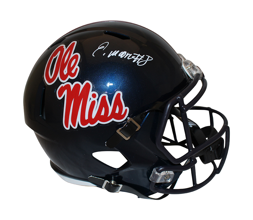 Elijah Moore Autographed/Signed Ole Miss Rebels F/S Speed Helmet JSA