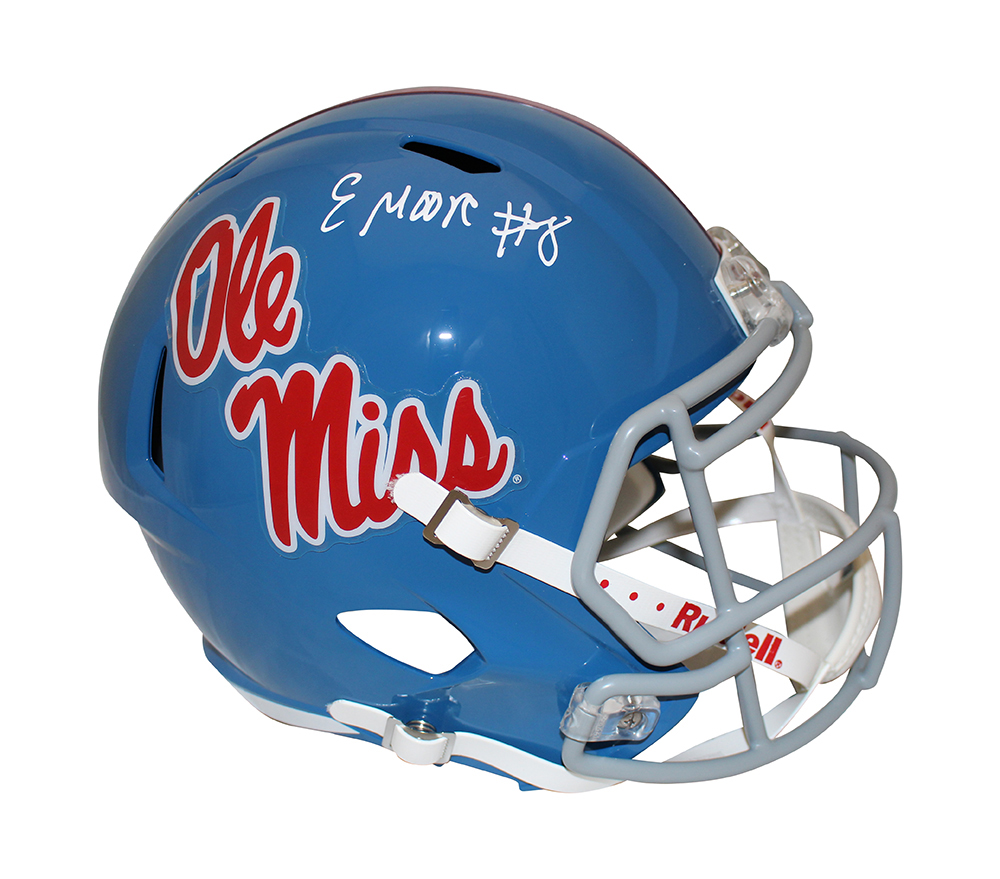 Elijah Moore Autographed/Signed Ole Miss Rebels F/S Speed Helmet JSA