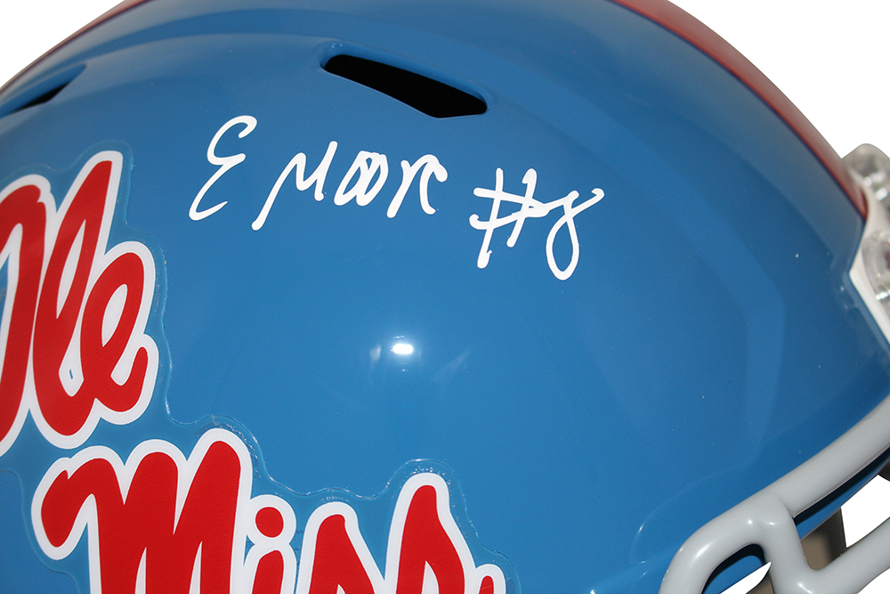 Elijah Moore Autographed/Signed Ole Miss Rebels F/S Speed Helmet JSA