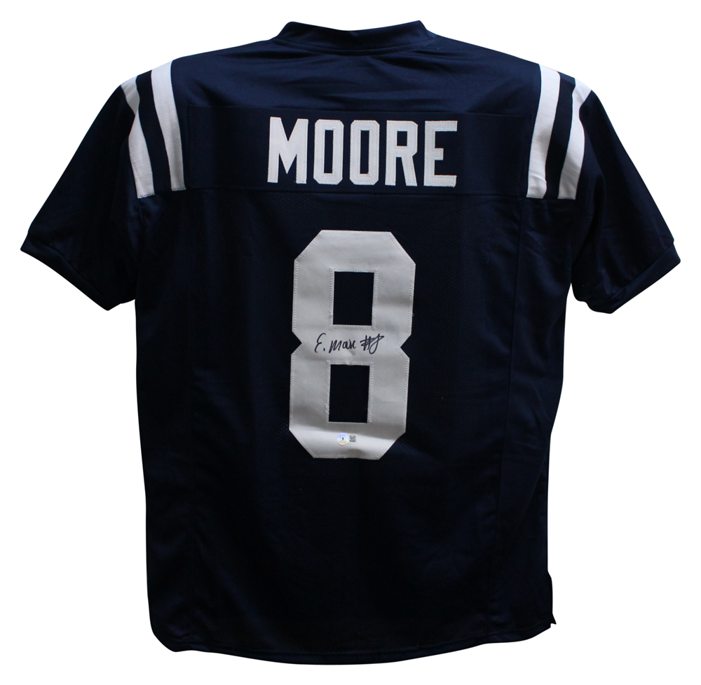 Elijah Moore Autographed/Signed College Style Blue XL Jersey Beckett