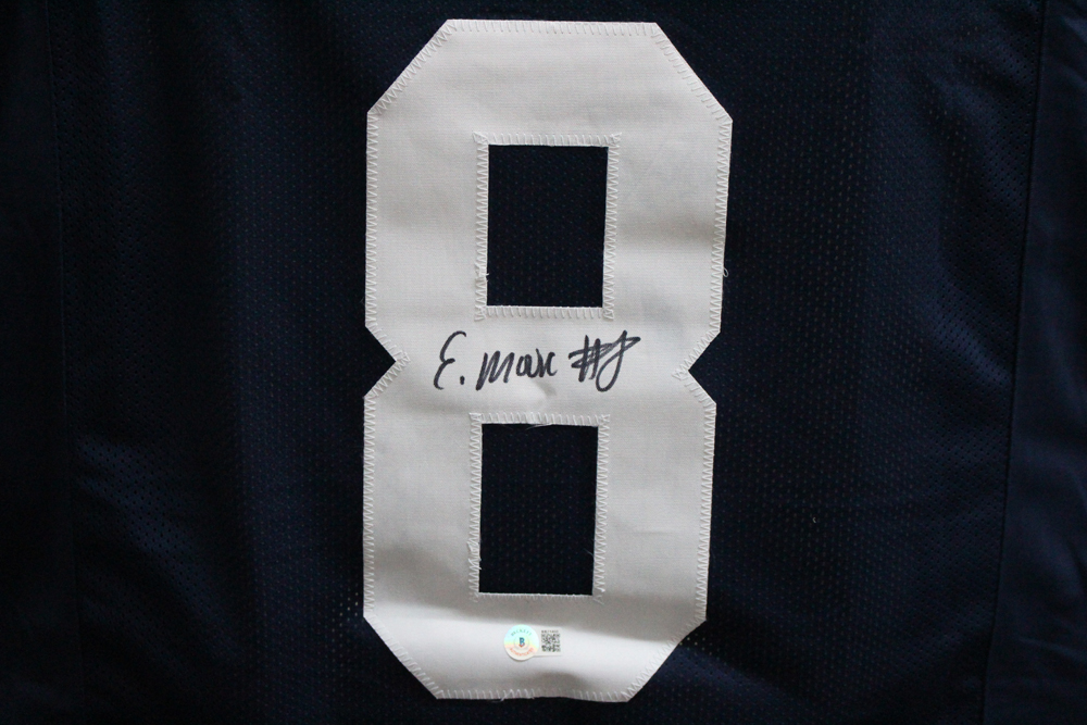 Elijah Moore Autographed/Signed College Style Blue XL Jersey Beckett