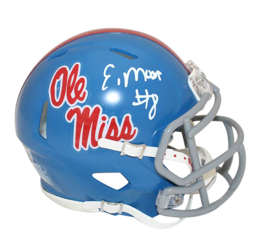 Elijah Moore Autographed Ole Miss Rebels Speed Mini Helmet Beckett