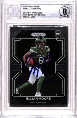 Elijah Moore Autographed/Signed 2021 Prizm #346 Trading Card Beckett 