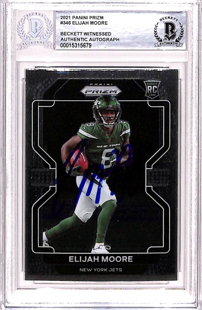 Elijah Moore Autographed/Signed 2021 Prizm #346 Trading Card Beckett