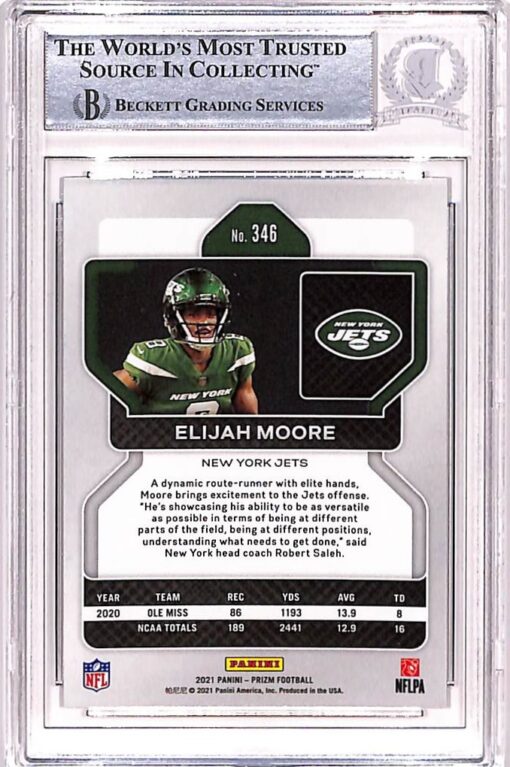 Elijah Moore Autographed/Signed 2021 Prizm #346 Trading Card Beckett