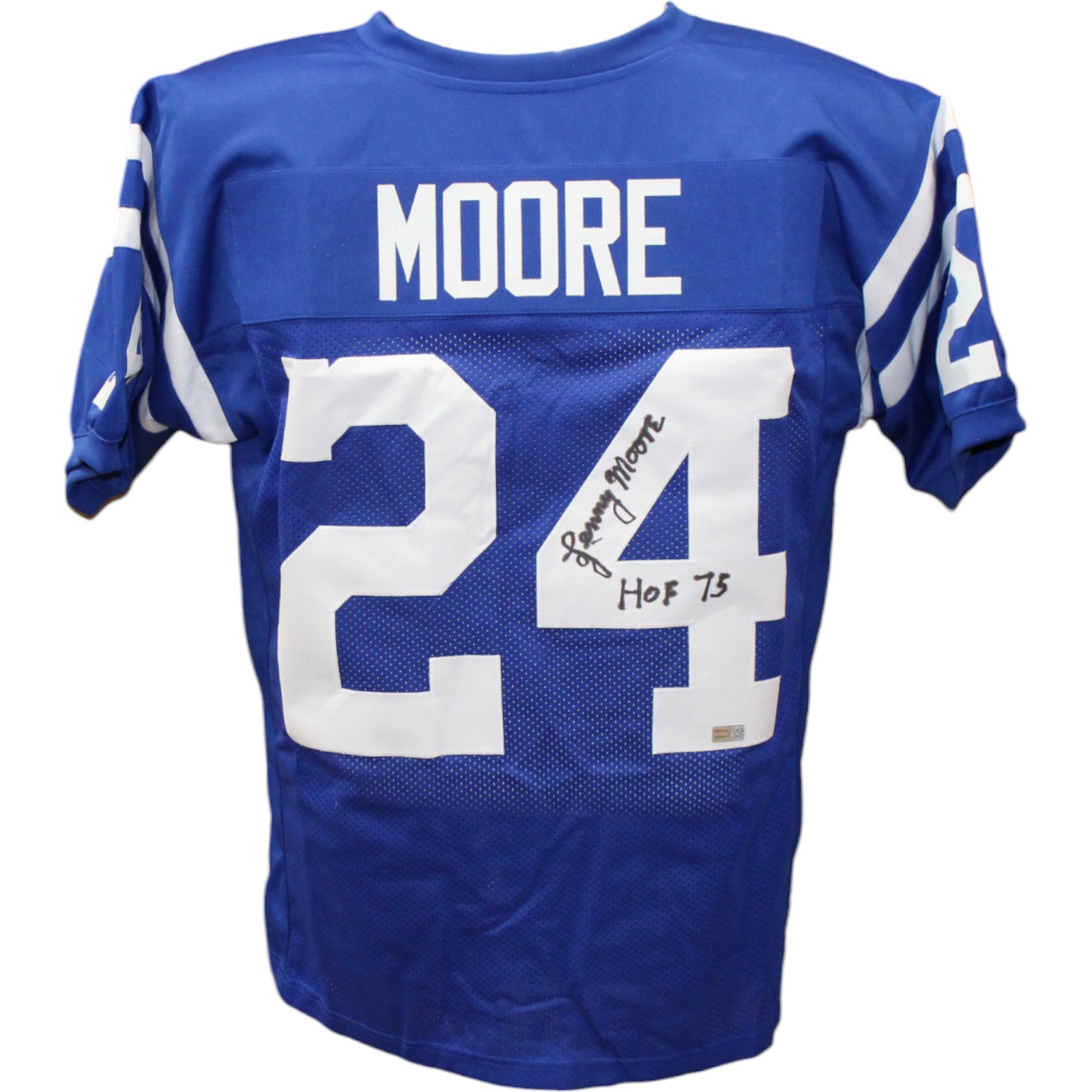 Lenny Moore Autographed/Signed Pro Style Blue Jersey TRI 