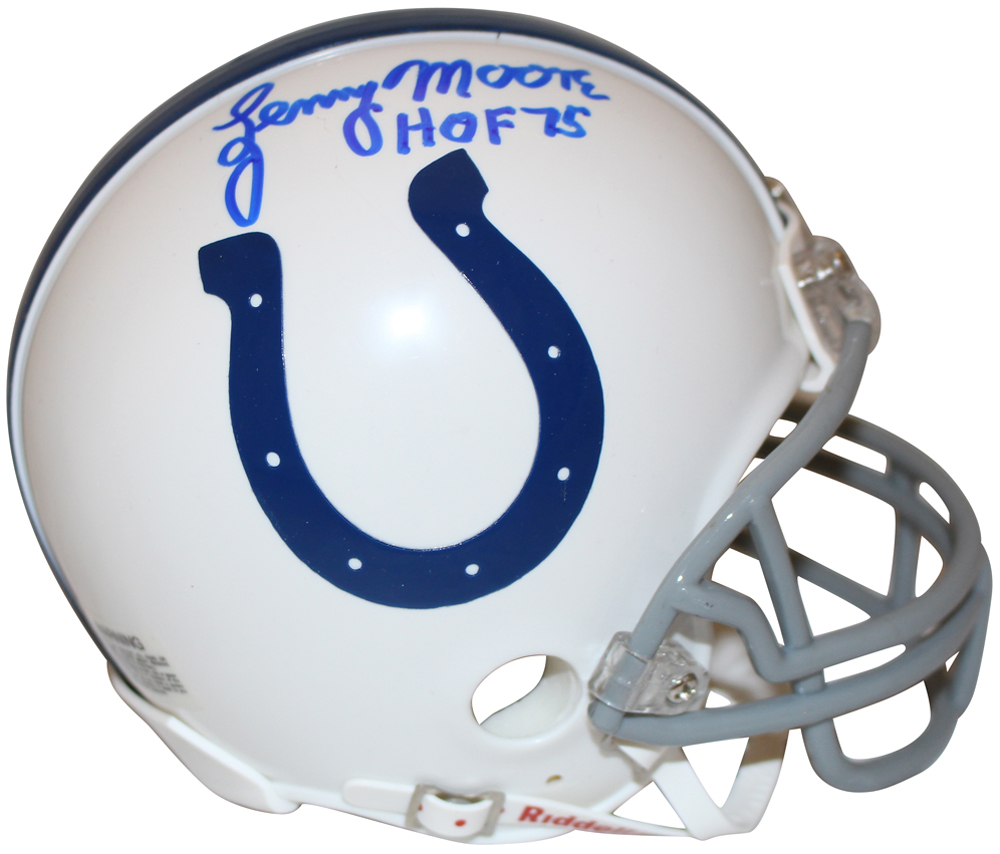 Lenny Moore Autographed Baltimore Colts Mini Helmet HOF 75 Beckett