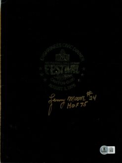 Lenny Moore Autographed Baltimore Colts 1975 Enshrinees Dinner Program BAS 57212