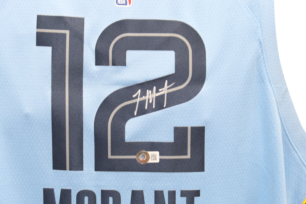 Ja Morant Autographed Memphis Grizzlies Light Blue Jersey Nike Beckett