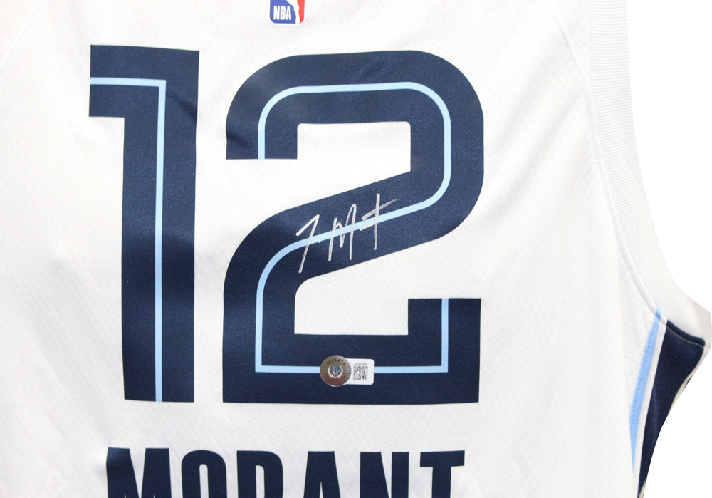 Ja Morant Autographed Memphis Grizzlies White Jersey Nike Beckett