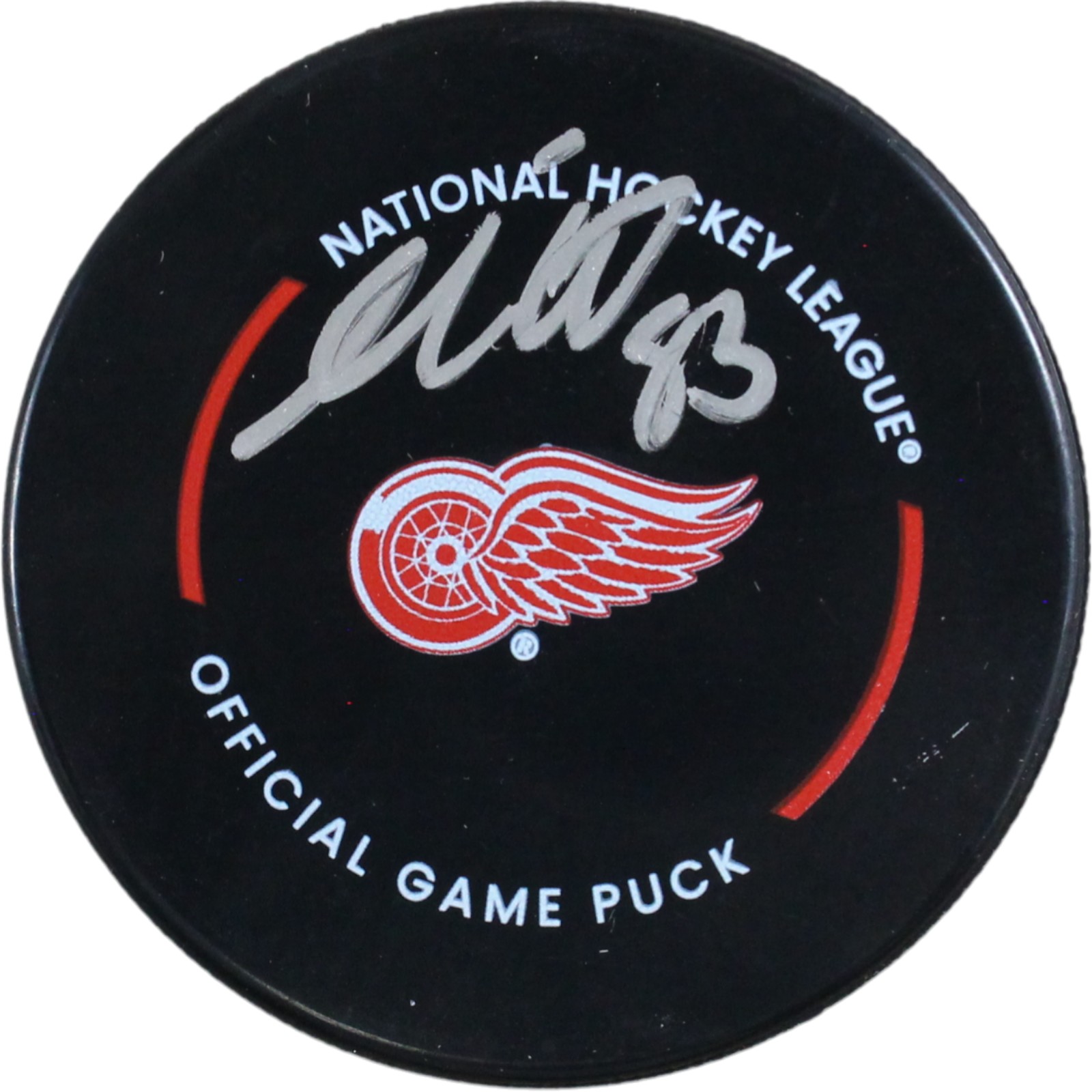 Moritz Seider Autographed/Signed Detroit Red Wings Official Puck Fanatics 53840