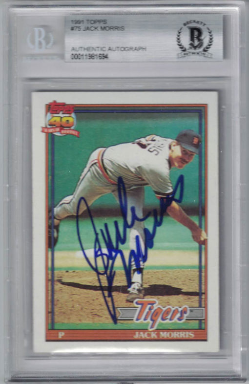 Jack Morris Autographed Detroit Tigers 1991 Topps #75 Trading Card BAS 27043