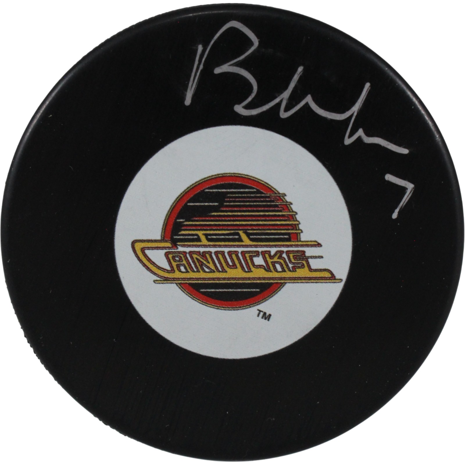 Brendan Morrison Autographed/Signed Vancover Canucks Logo Puck JSA 53998