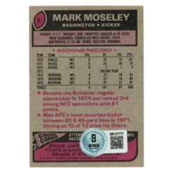 Mark Moseley Autographed Washington Redskins Trading Card Beckett Witness 54689