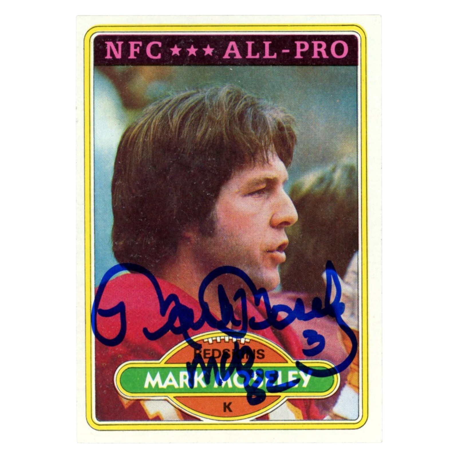 Mark Moseley Autographed Washington Redskins Trading Card Beckett Witness 54714