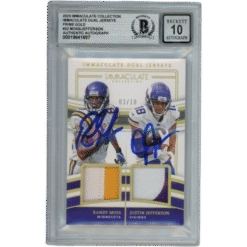 Randy Moss Justin Jefferson Signed 23 Immaculate /10 Trading Card Beckett 53704