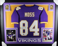 Randy Moss Autographed Pro Style Framed Purple XL Jersey Beckett