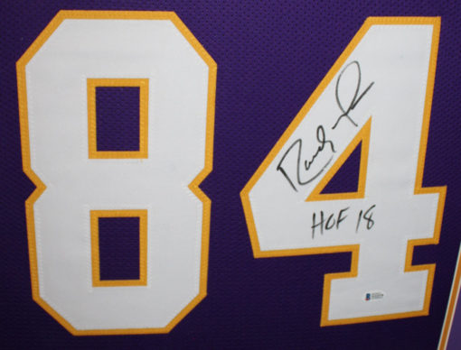Randy Moss Autographed Minnesota Vikings Framed Purple XL Jersey BAS 20938