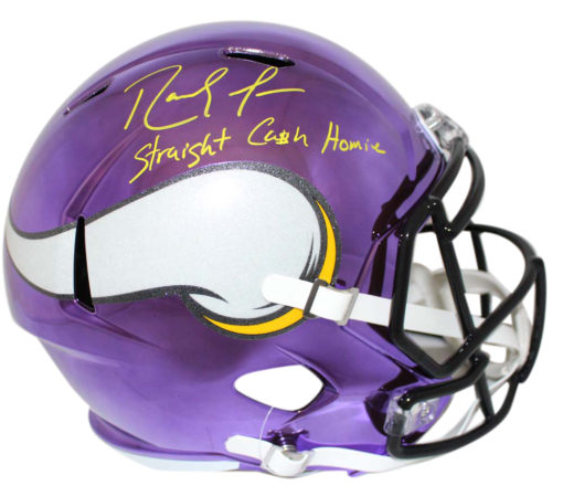 Randy Moss Signed Minnesota Vikings Chrome Replica Helmet Cash Homie BAS 24067