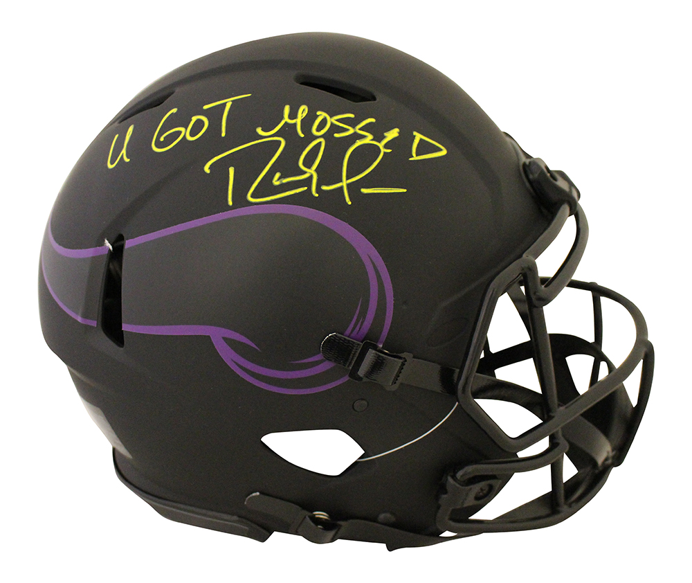 Randy Moss Signed Minnesota Vikings Authentic Eclipse Helmet Mossed BAS 28977