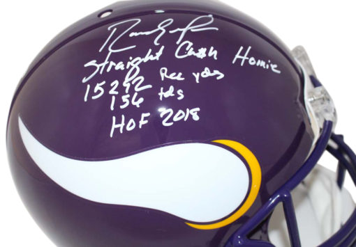Randy Moss Autographed Minnesota Vikings Authentic TB Helmet 4 Insc BAS 24064