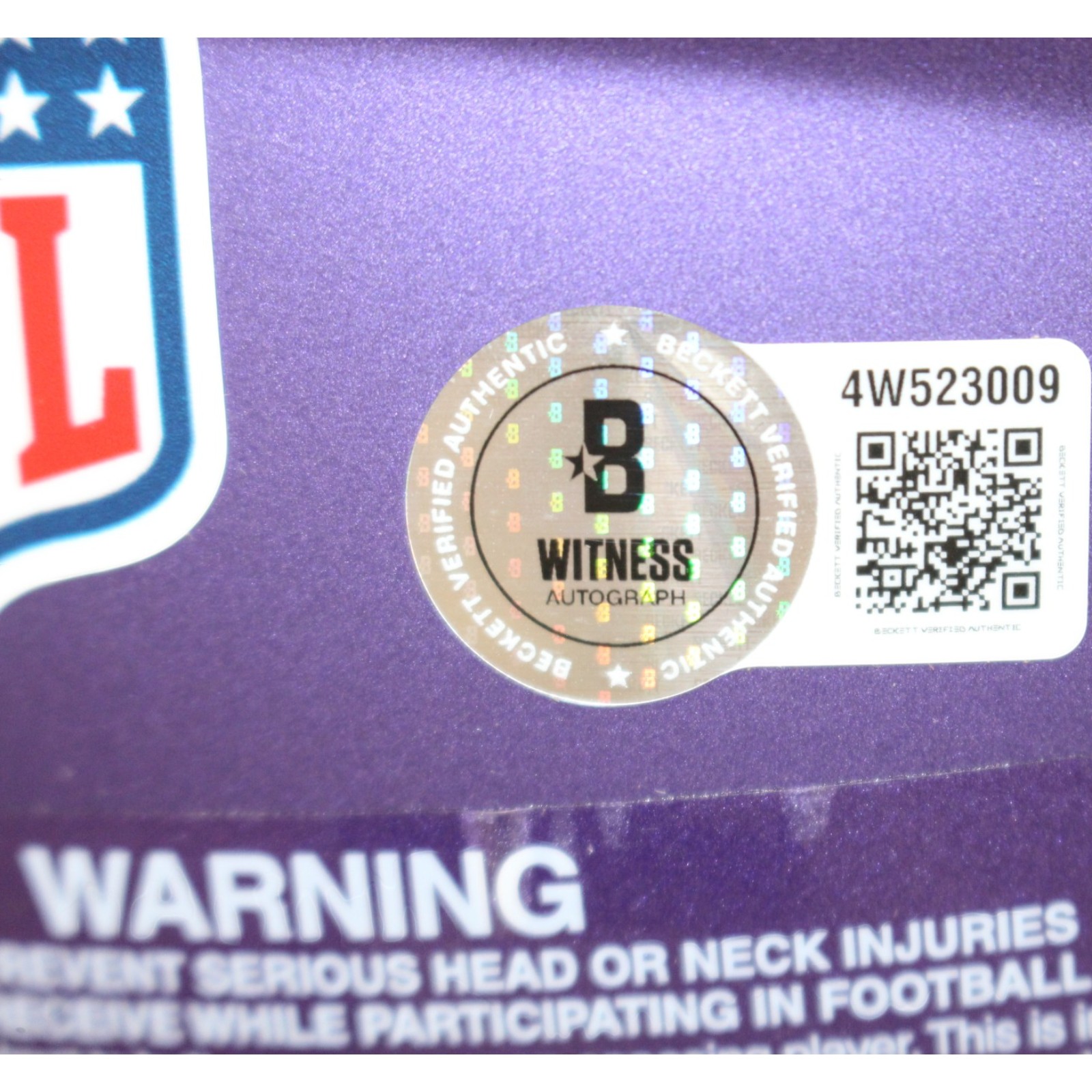 Randy Moss Autographed Minnesota Vikings Authentic Tribute Helmet Beckett 56336 5 Randy Moss Autographed Minnesota Vikings Authentic Tribute Helmet Beckett 56336