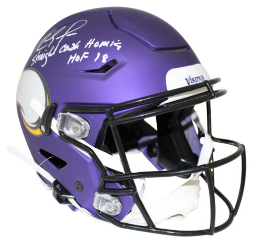 Randy Moss Signed Minnesota Vikings Authentic Speed Flex Helmet 2 Insc BAS 25476
