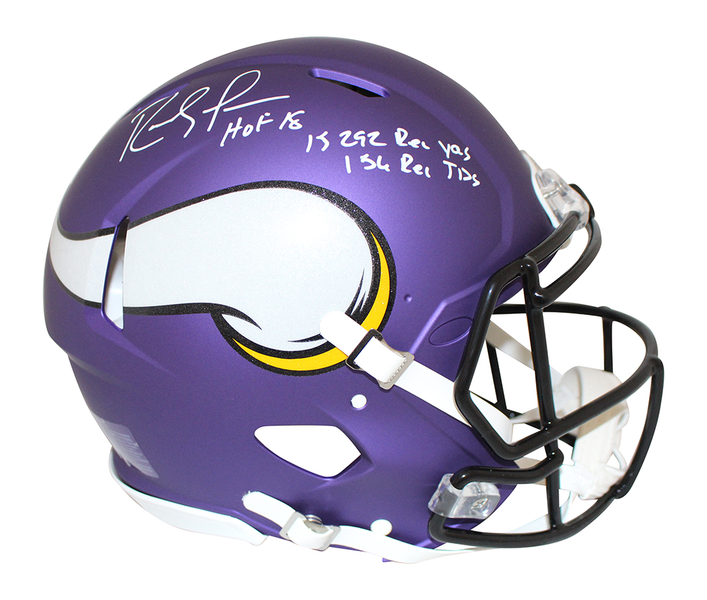 Randy Moss Signed Minnesota Vikings Authentic Speed Helmet 3 Insc BAS 28979