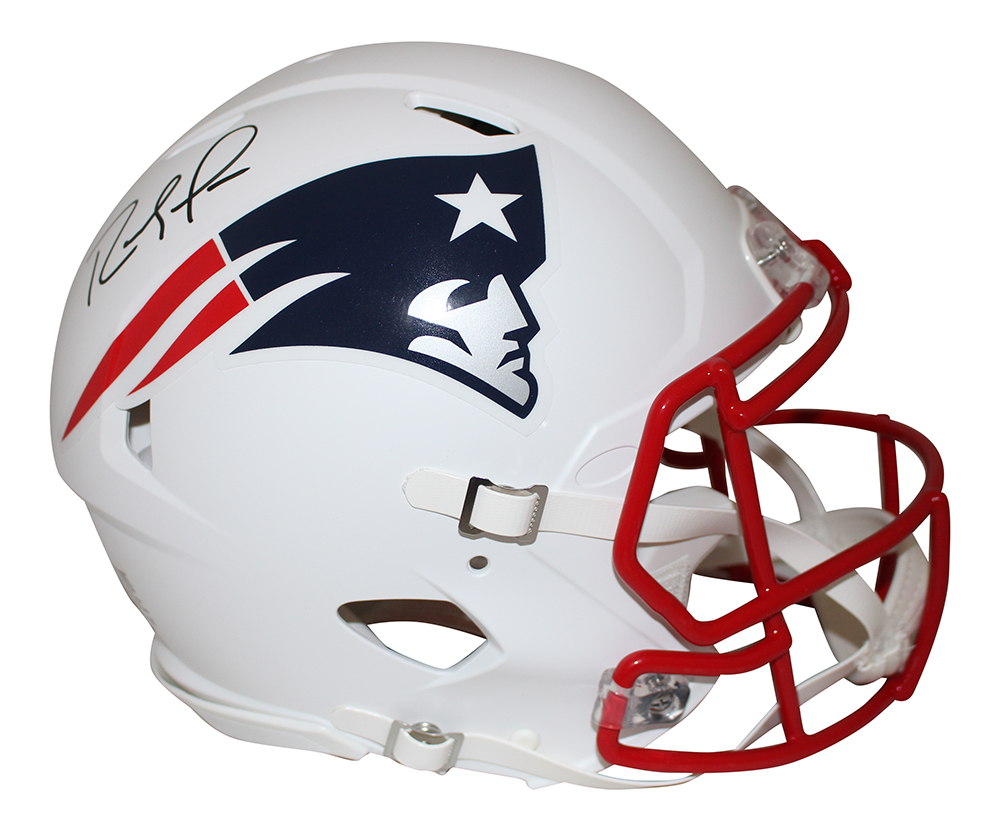 Randy Moss Signed New England Patriots Authentic Flat White Helmet BAS 28978