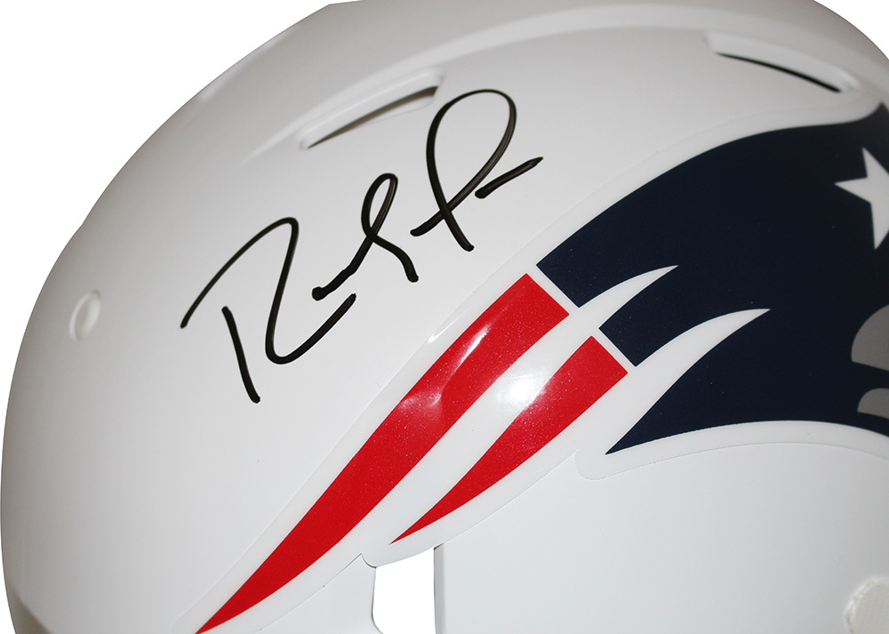 Randy Moss Signed New England Patriots Authentic Flat White Helmet BAS 28978