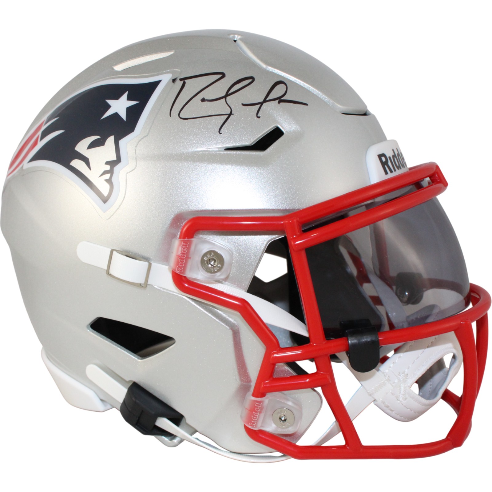 Randy Moss Autographed New England Patriots Mid-Size Midi Helmet Beckett 53715 1 Randy Moss Autographed New England Patriots Mid-Size Midi Helmet Beckett 53715