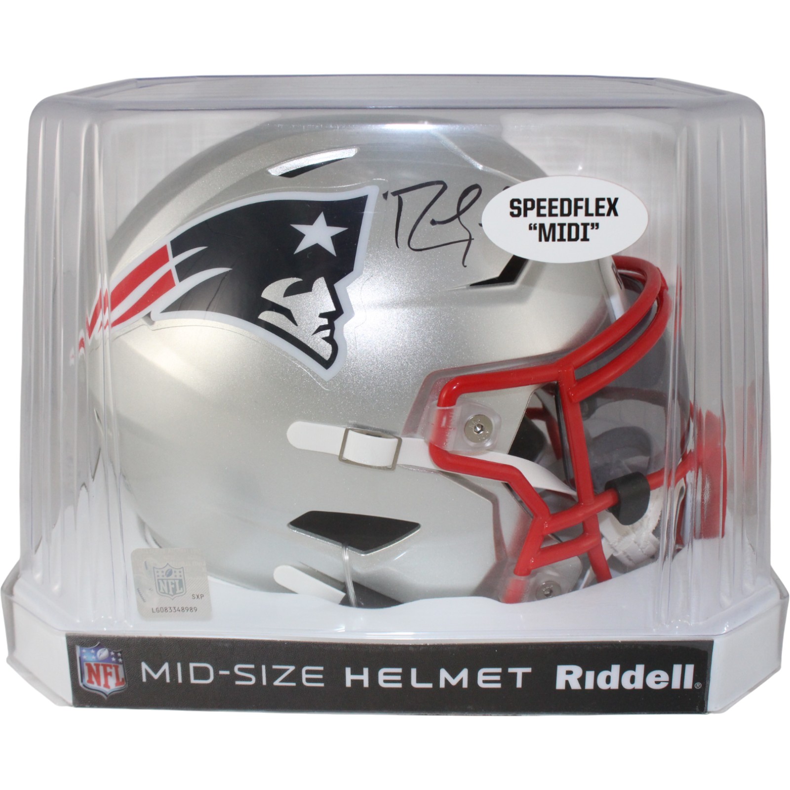 Randy Moss Autographed New England Patriots Mid-Size Midi Helmet Beckett 53715 5 Randy Moss Autographed New England Patriots Mid-Size Midi Helmet Beckett 53715