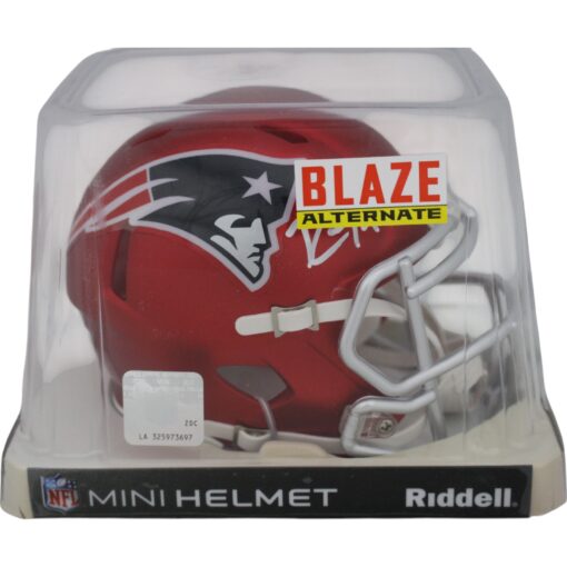 Randy Moss Autographed New England Patriots Blaze Mini Helmet Beckett 48883