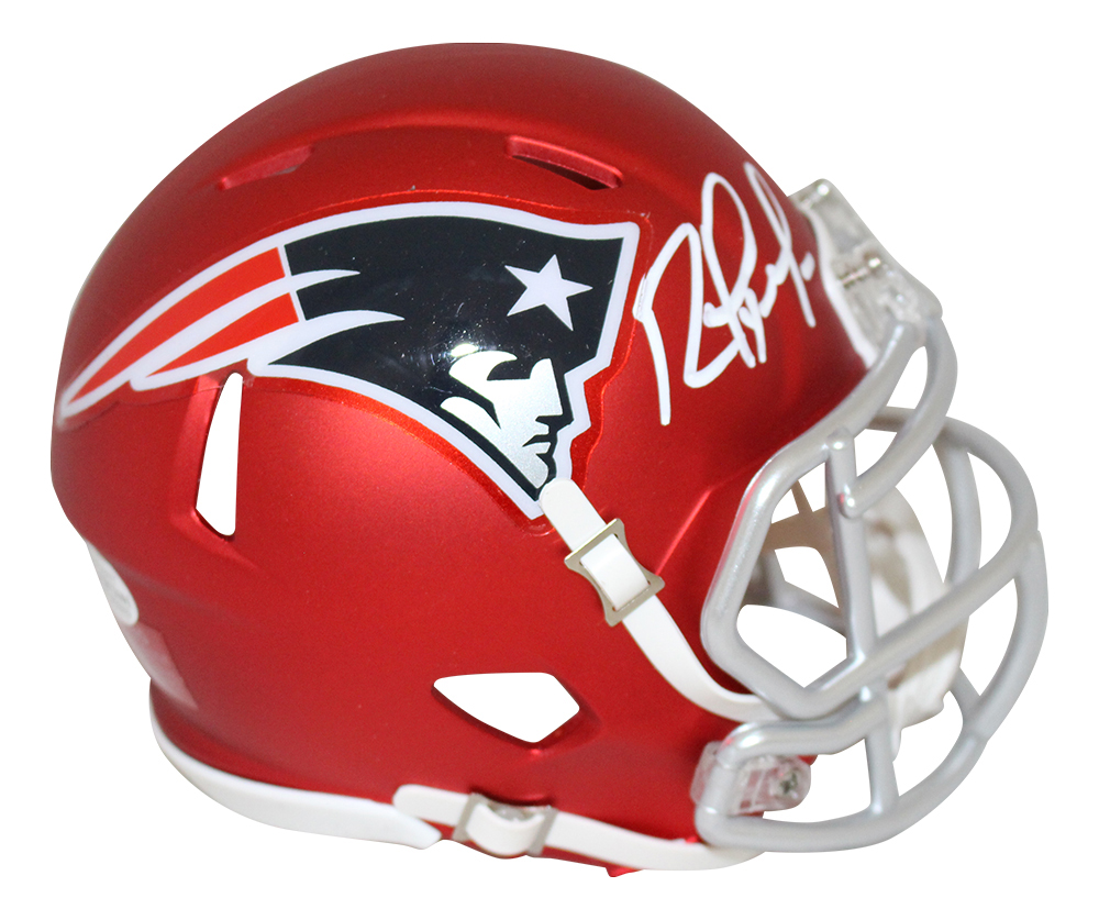 Randy Moss Autographed New England Patriots Blaze Mini Helmet BAS 28970