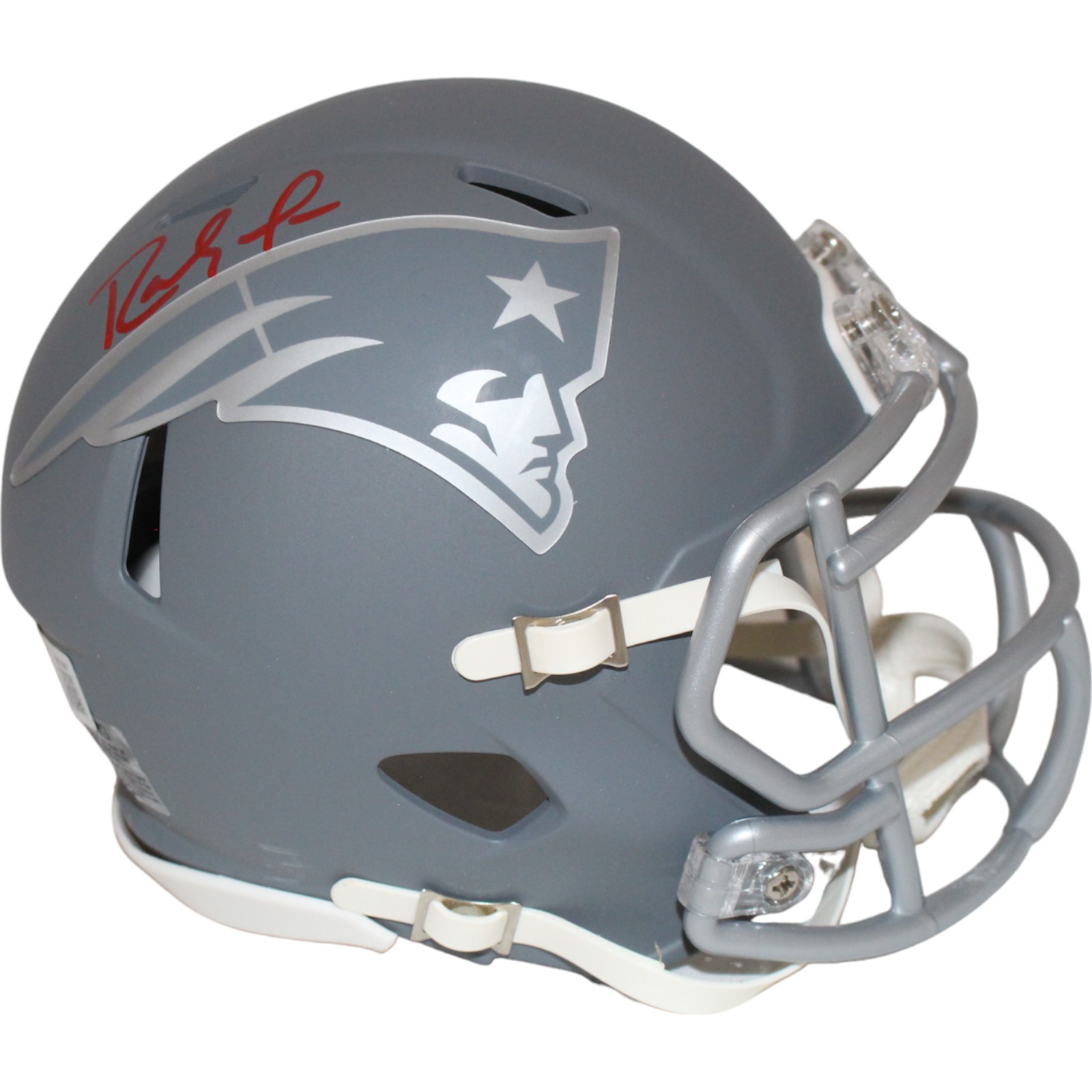 Randy Moss Signed New England Patriots Mini Helmet Slate Beckett