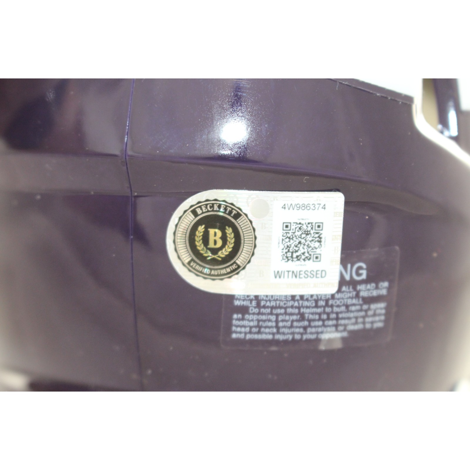Randy Moss Autographed Minnesota Vikings TB Mini Helmet Beckett Witness 57971 4 Randy Moss Autographed Minnesota Vikings TB Mini Helmet Beckett Witness 57971