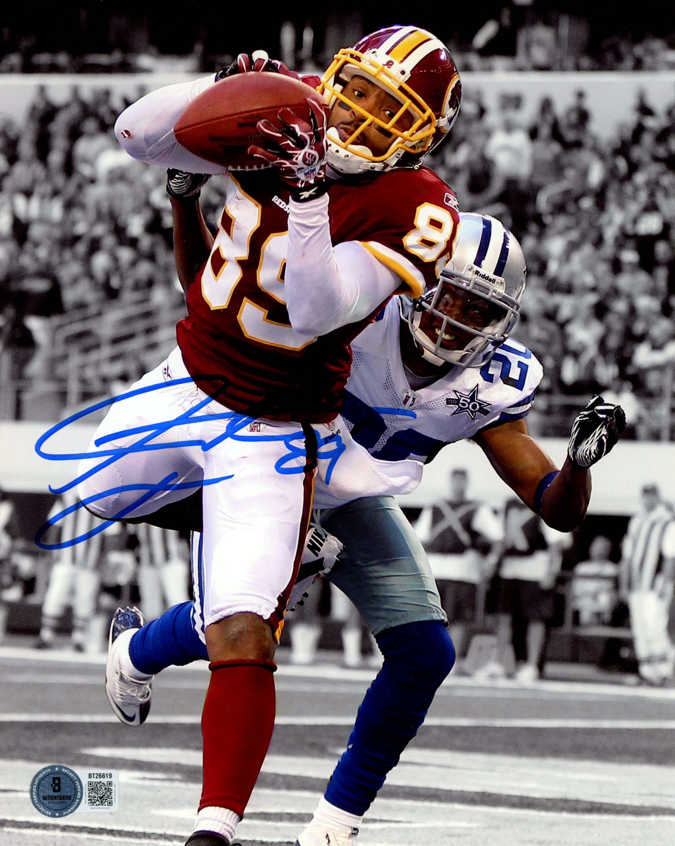 Santana Moss Autographed/Signed Washington Redskins 8x10 Photo Beckett 56687