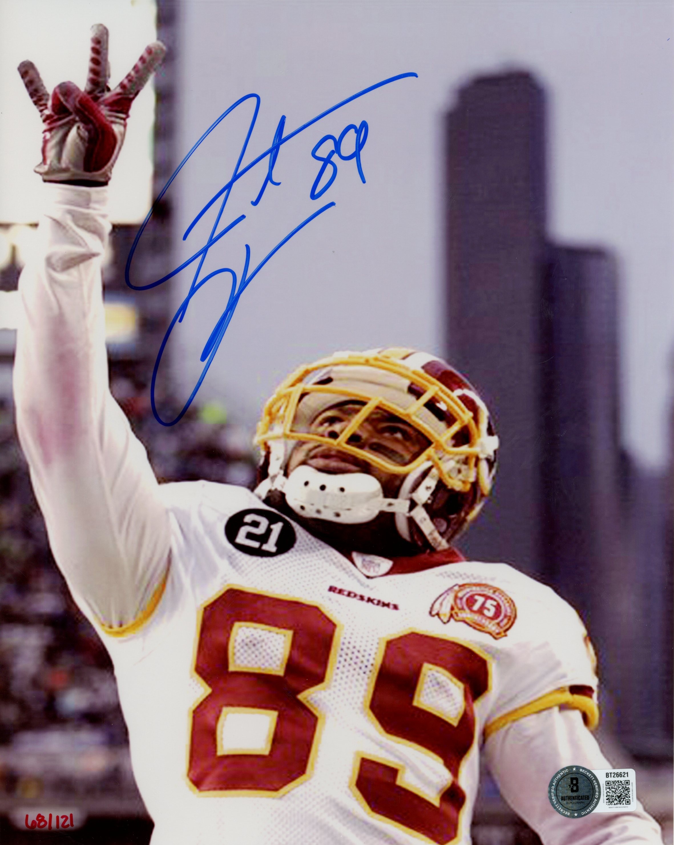 Santana Moss Autographed/Signed Washington Redskins 8x10 Photo Beckett 56688