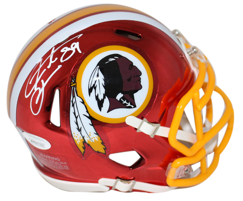 Santana Moss Autographed Washington Redskins Chrome Mini Helmet JSA