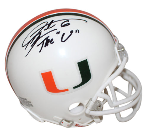 Santana Moss Autographed/Signed Miami Hurricanes Mini Helmet The U JSA 24778