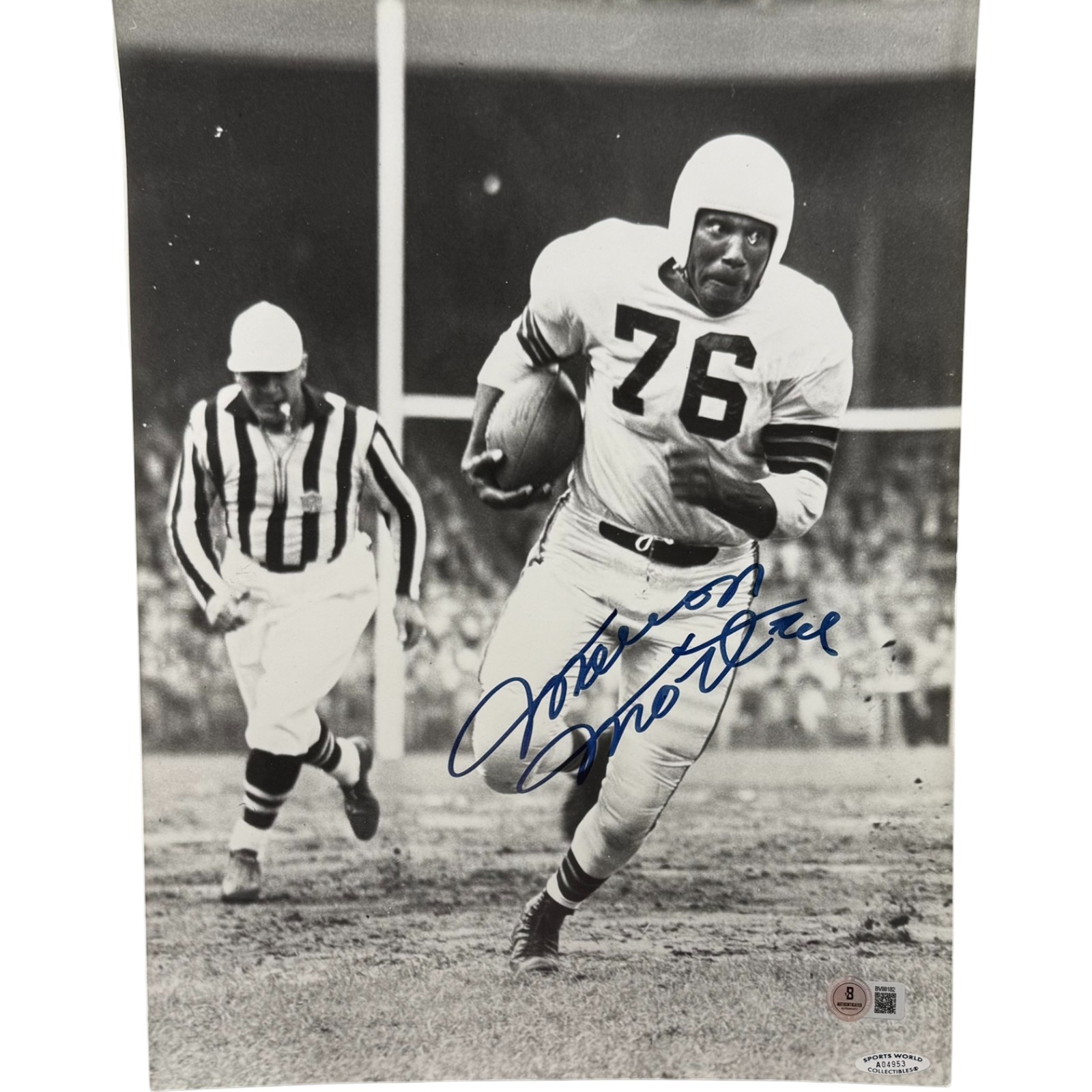 Marion Motley Autographed/Signed Cleveland Browns B&W 11x14 Photo Beckett 55017