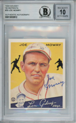 Joe Mowry Autographed 1934 Goudey '85 Reprint #59 Card Beckett 10 Slab