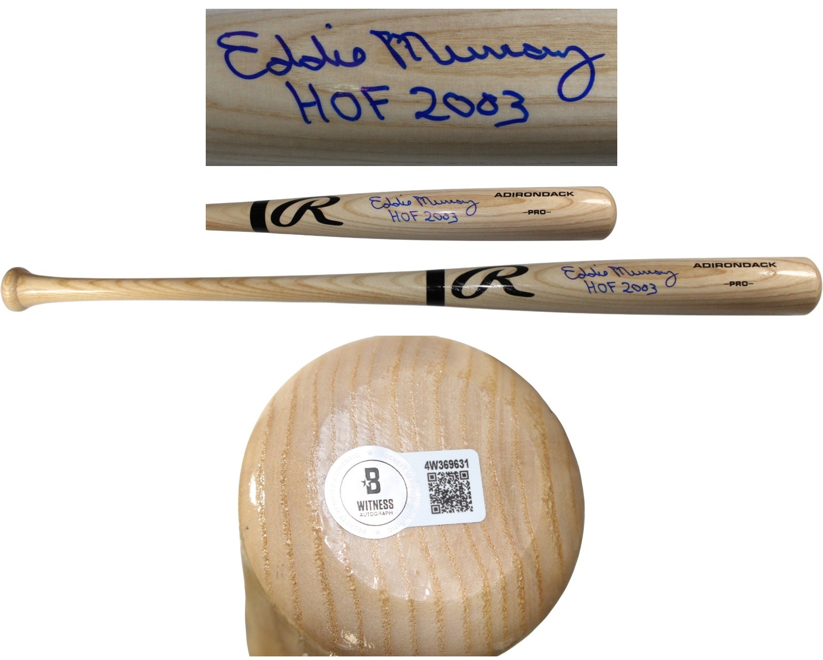 Eddie Murray Autographed Baltimore Orioles Blonde Baseball Bat HOF Beckett 54074