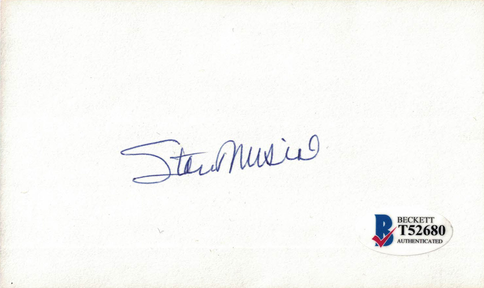 Stan Musial Autographed St Louis Cardinals Index Card BAS 27499