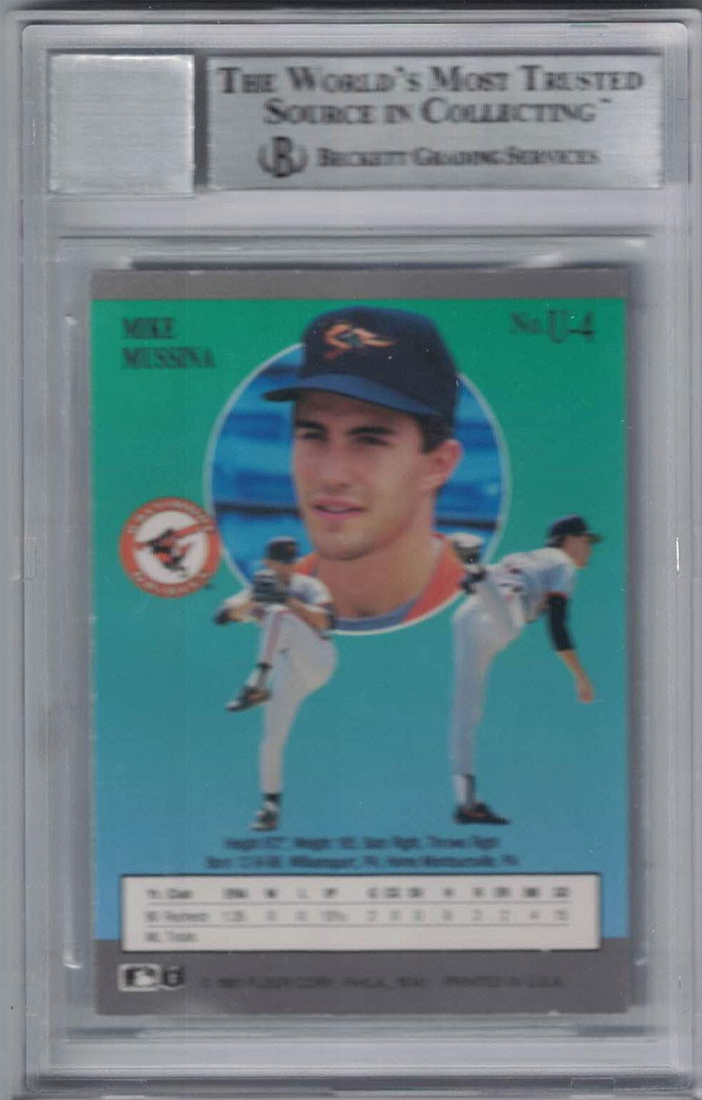 Mike Mussina Signed Baltimore Orioles 1991 Fleer Ultra Trading Card BAS 10 29574