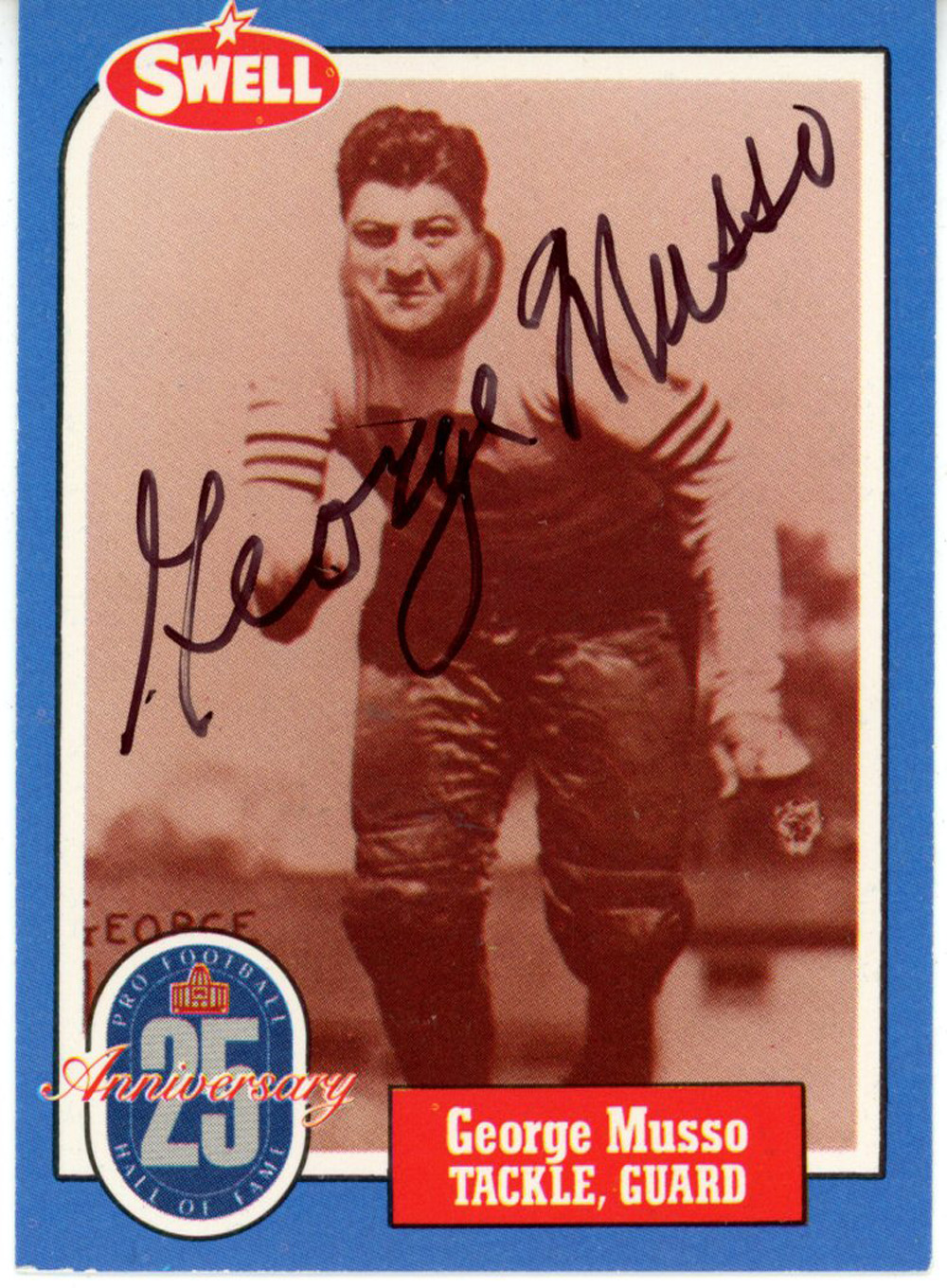 George Musso Autographed/Signed Chicago Bears 1988 Swell HOF Card