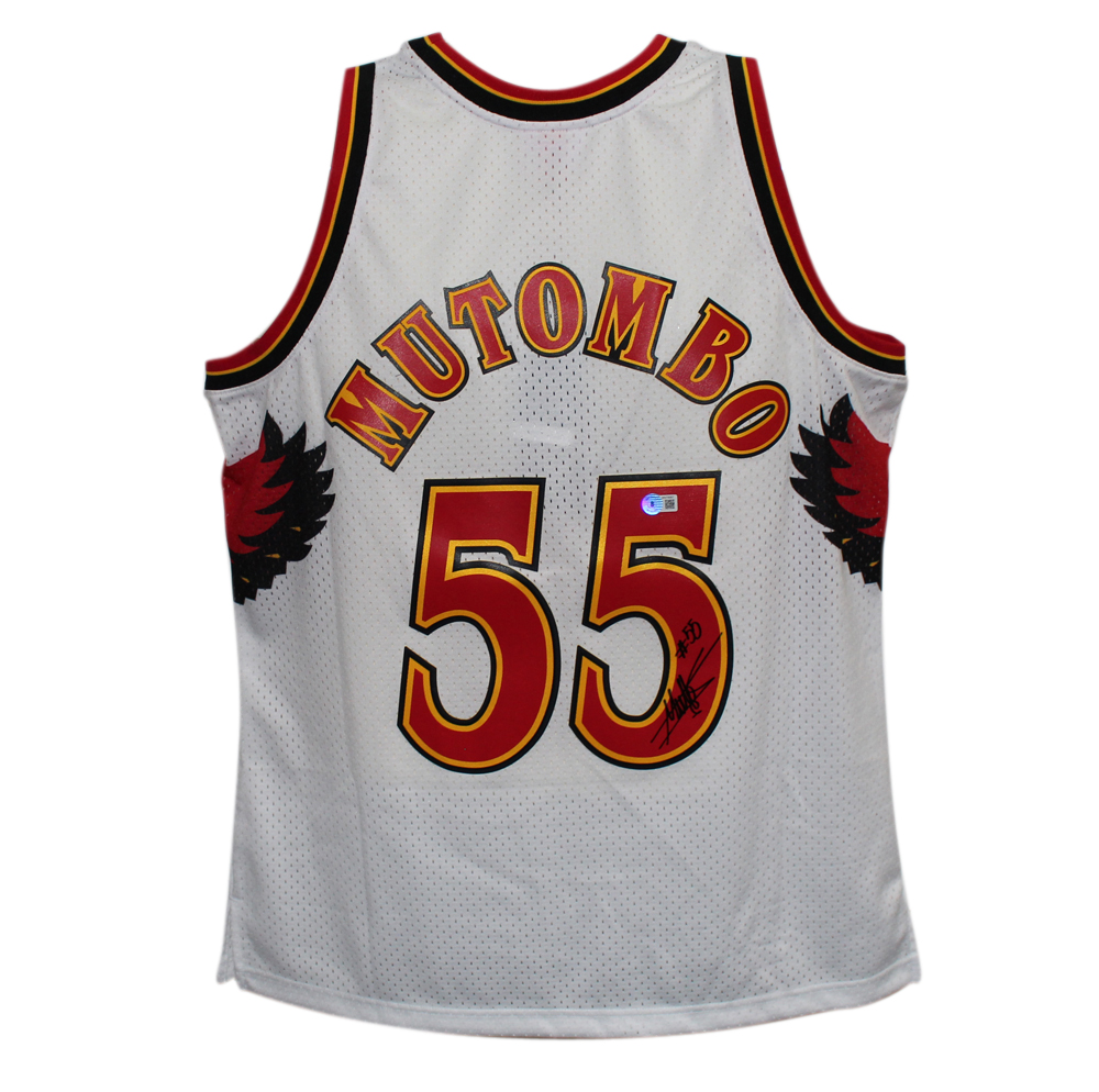 Dikembe Mutombo Signed Atlanta Hawks Mitchell & Ness XL Jersey Beckett