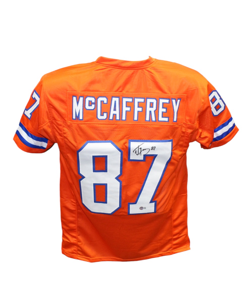 Ed McCaffrey Autographed/Signed Pro Style Jersey TB Orange Beckett